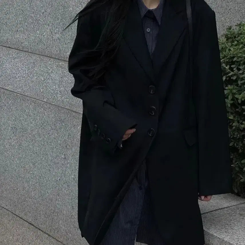 [BUNJANG] Trimming Bird Oversized Single Jacket Black / 트리밍버드 오버핏싱글자켓