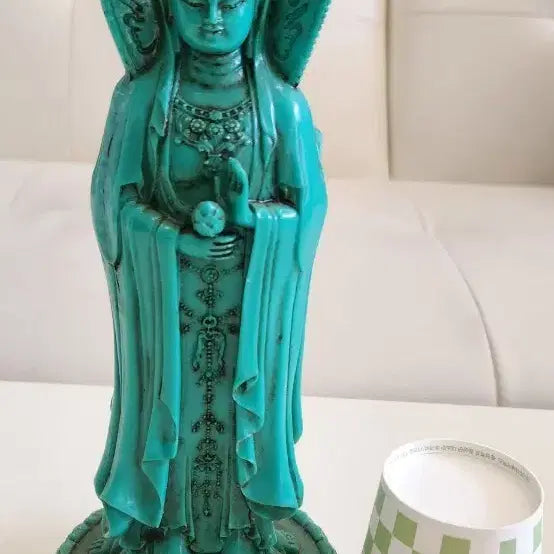 [BUNJANG] Turquoise Seated Buddha Triad Statue / 터키석 삼존불