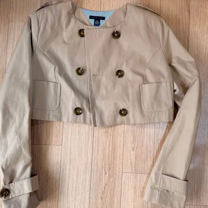 [BUNJANG] Tommy Hilfiger Cropped Double-Button Blazer Beige / 타미힐피거 크롭자켓