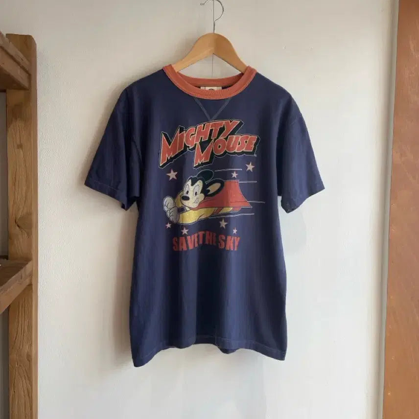 [BUNJANG] Toys McCoy Mighty Mouse Ringer T-Shirt Navy Cotton M / 토이즈맥코이 마이티마우스 링거 티셔츠