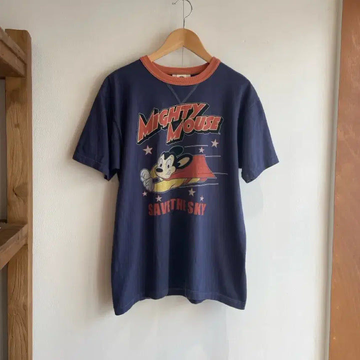 [BUNJANG] Toys McCoy Mighty Mouse Ringer T-Shirt Navy Cotton M / 토이즈맥코이 마이티마우스 링거 티셔츠