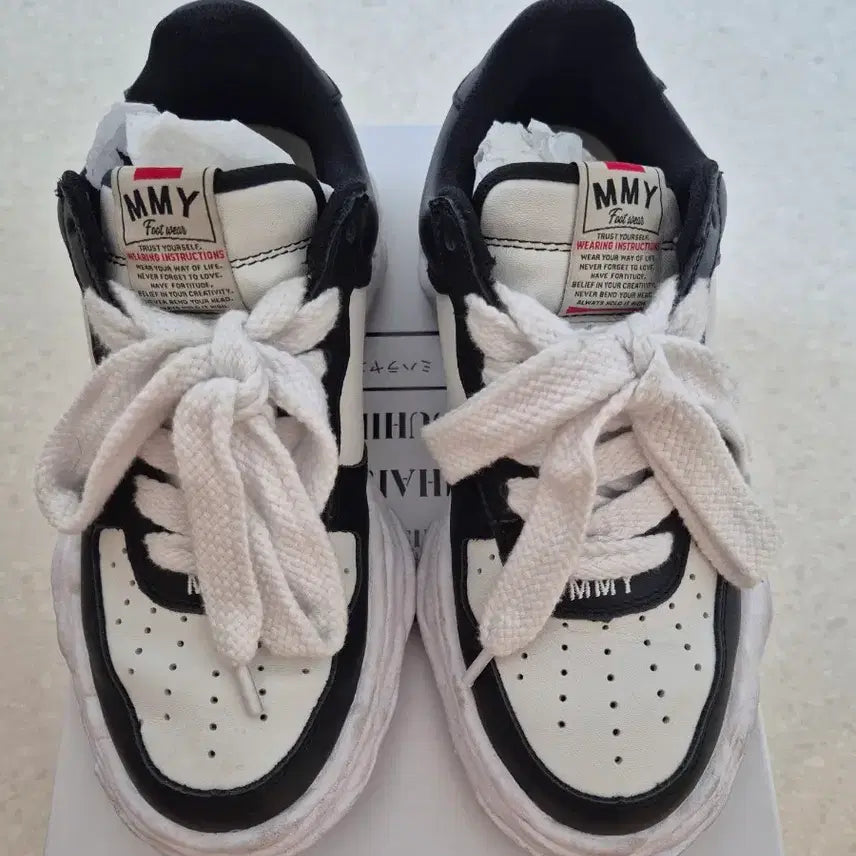 [BUNJANG] Maison Mihara Yasuhiro Wayne OG Leather Low-Top Sneakers Black/White Size 40 / 미하라 웨인 검흰 / 40사이즈