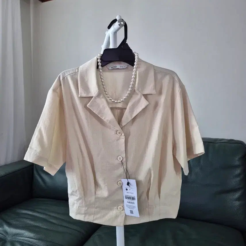 [BUNJANG] Mixxo Short Sleeve Blouse Jacket S Ivory New / 미쏘 반팔 블라우스 숏자켓 S 새것
