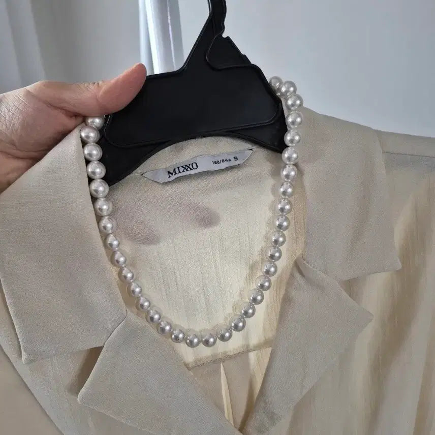 [BUNJANG] Mixxo Short Sleeve Blouse Jacket S Ivory New / 미쏘 반팔 블라우스 숏자켓 S 새것