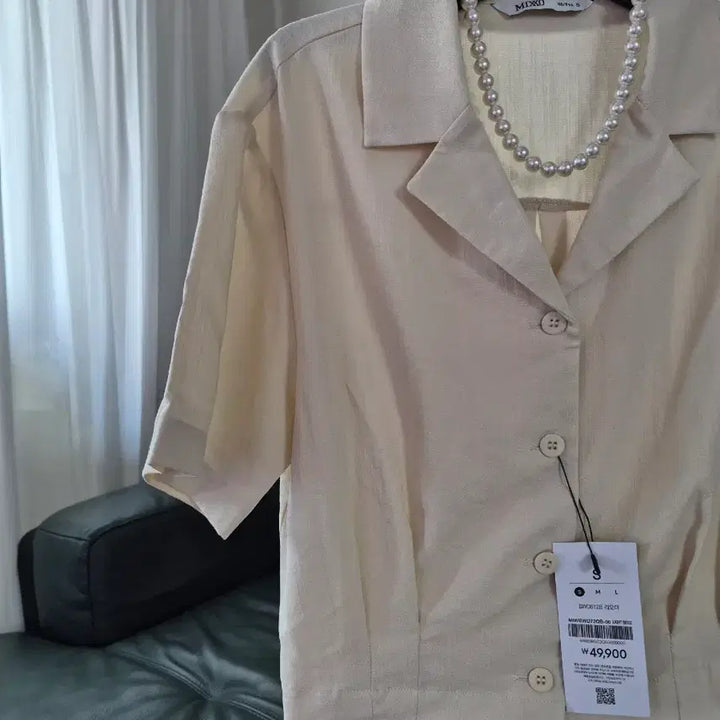 [BUNJANG] Mixxo Short Sleeve Blouse Jacket S Ivory New / 미쏘 반팔 블라우스 숏자켓 S 새것