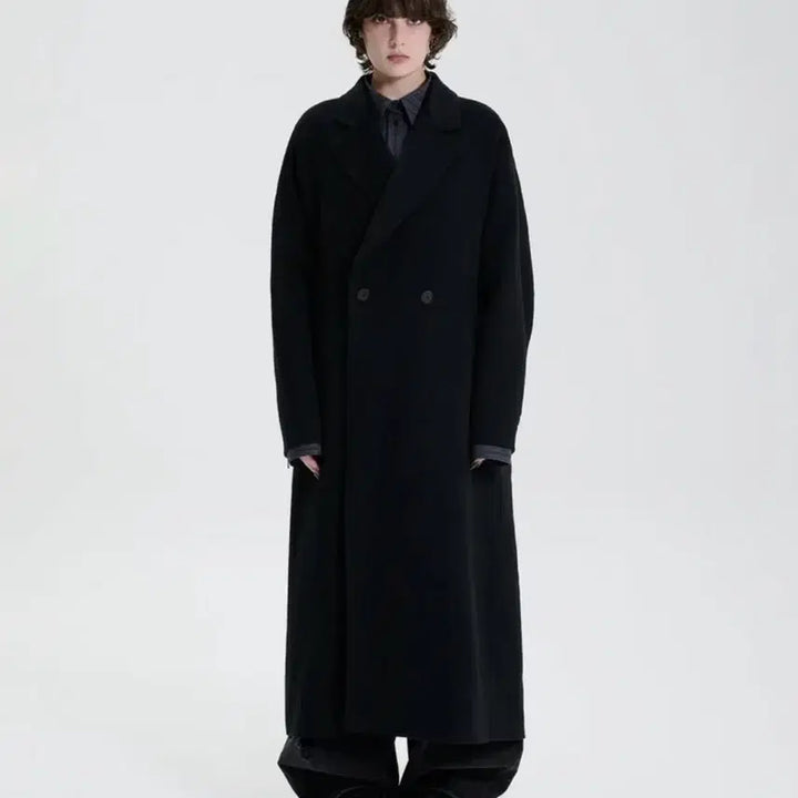 [BUNJANG] Triming Bird Wide Long Coat Black / 트리밍버드 와이드 롱코트 블랙 1