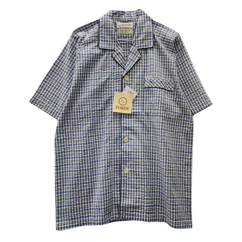 [BUNJANG] TOROY Light Blue Plaid Pajama Shirt - Medium / [새상품] TOROY 잔체크 라이트 블루 파자마셔츠 M