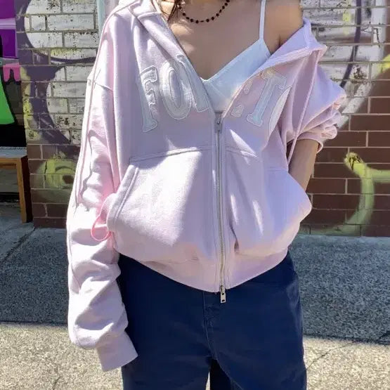 [BUNJANG] Poeto Hooded Zip-Up (Pink) / 포에토 후드집업(핑크)