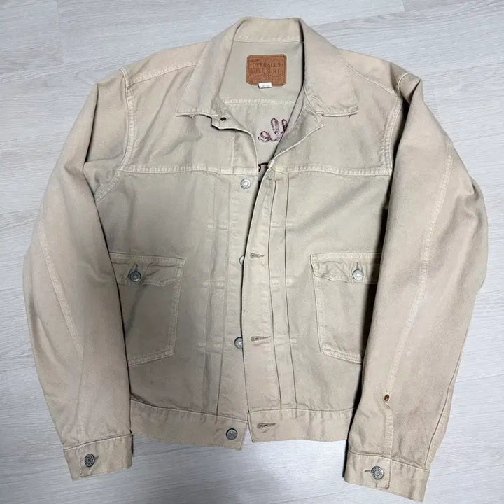 [BUNJANG] RRL Beige Bull Embroidery Type 2 Denim Trucker Jacket XL / RRL 황소자수 베이지 데님 트러커 XL
