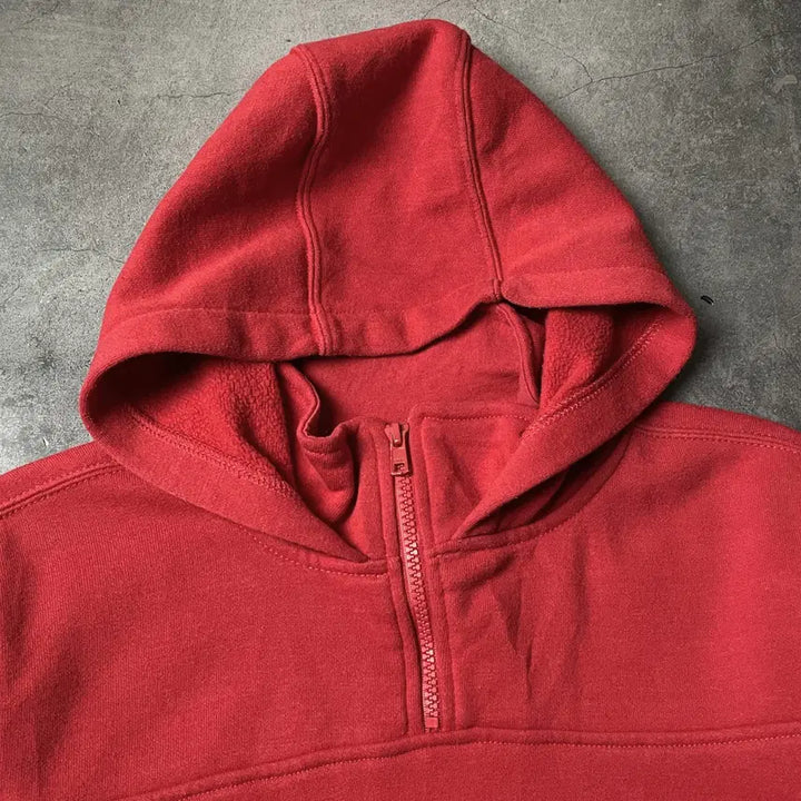 [BUNJANG] Carhartt Red Half-Zip Fleece Hoodie / CARHARTT 칼하트 레드 하프집업 기모 후드티 A00950