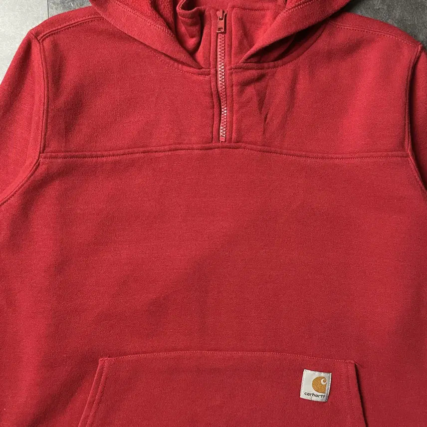 [BUNJANG] Carhartt Red Half-Zip Fleece Hoodie / CARHARTT 칼하트 레드 하프집업 기모 후드티 A00950