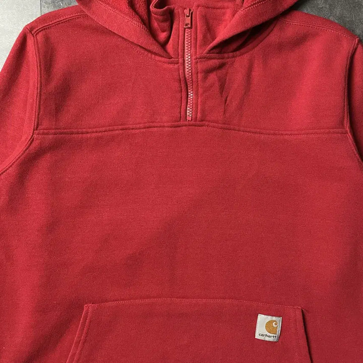 [BUNJANG] Carhartt Red Half-Zip Fleece Hoodie / CARHARTT 칼하트 레드 하프집업 기모 후드티 A00950