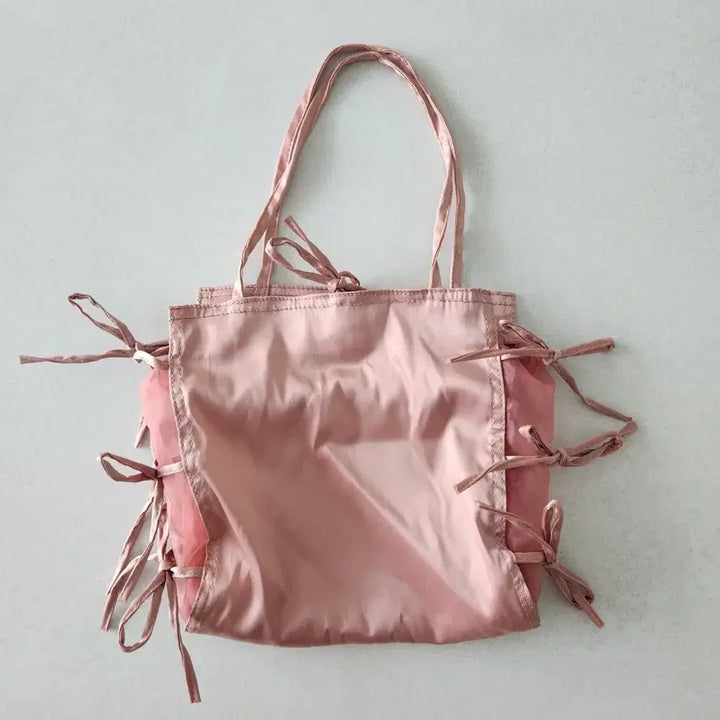 [BUNJANG] ZARA Ribbon Satin Tote Bag Shoulder Bag / 자라 리본 새틴 토트백 숄더백 가방 발레코어