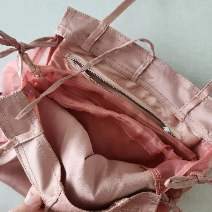 [BUNJANG] ZARA Ribbon Satin Tote Bag Shoulder Bag / 자라 리본 새틴 토트백 숄더백 가방 발레코어