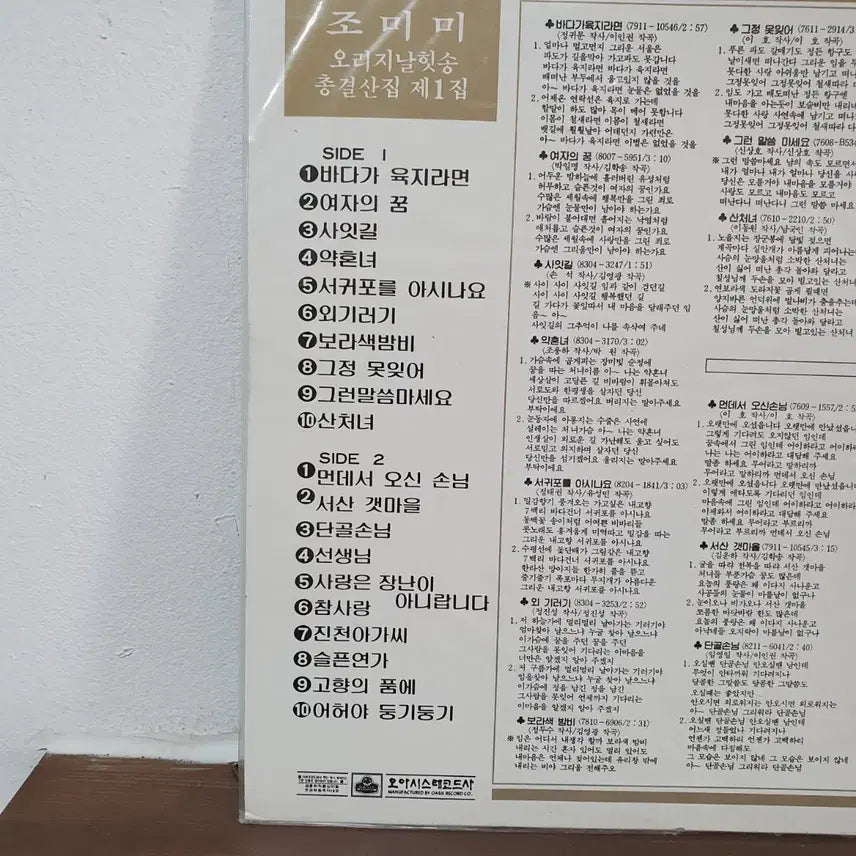 [BUNJANG] Jo Mi-mi Original Hit Songs Collection Vol. 1 LP 1983 / 미개봉. 조미미오리지날 힛송 총결산집 제1집 LP  1983