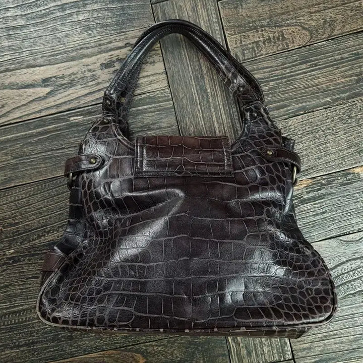 [BUNJANG] TIME Real Cow Leather Croker Skin Vintage Shoulder Bag / 한섬 타임 리얼 카우 레더 크로커 스킨 빈티지 숄더백 M20541