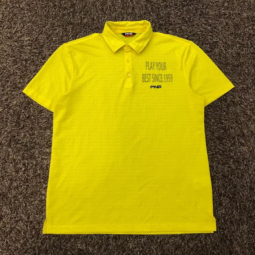 [BUNJANG] PING Yellow Functional Golf Short-Sleeve Polo T-Shirt / 105 PING 핑 옐로우 기능성 골프 카라 반팔 티셔츠