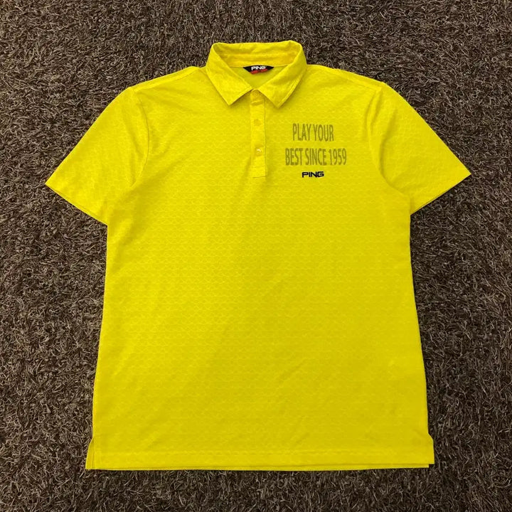 [BUNJANG] PING Yellow Functional Golf Short-Sleeve Polo T-Shirt / 105 PING 핑 옐로우 기능성 골프 카라 반팔 티셔츠