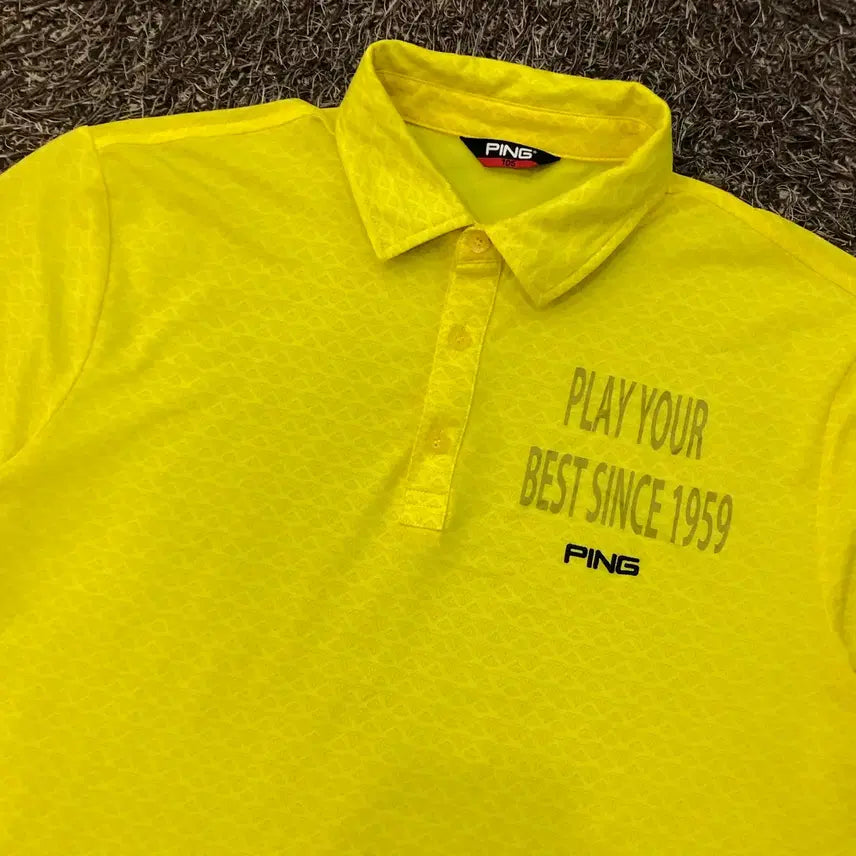 [BUNJANG] PING Yellow Functional Golf Short-Sleeve Polo T-Shirt / 105 PING 핑 옐로우 기능성 골프 카라 반팔 티셔츠