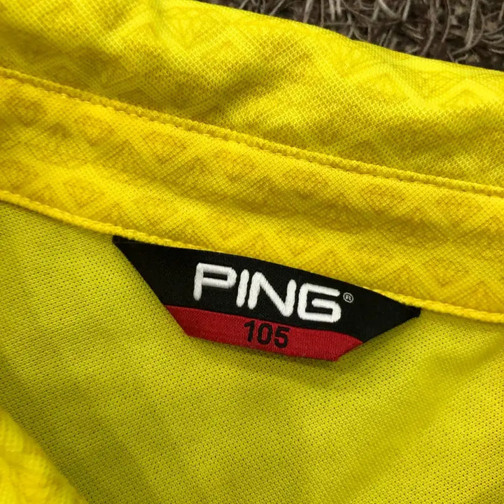 [BUNJANG] PING Yellow Functional Golf Short-Sleeve Polo T-Shirt / 105 PING 핑 옐로우 기능성 골프 카라 반팔 티셔츠