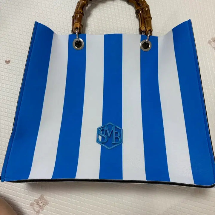 [BUNJANG] SMB Blue Stripe Tote Bag / SMB 블루 스트라이프 토트백