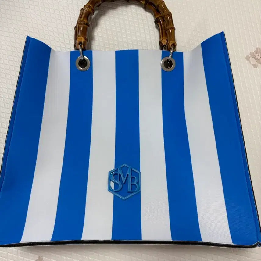 [BUNJANG] SMB Blue Stripe Tote Bag / SMB 블루 스트라이프 토트백