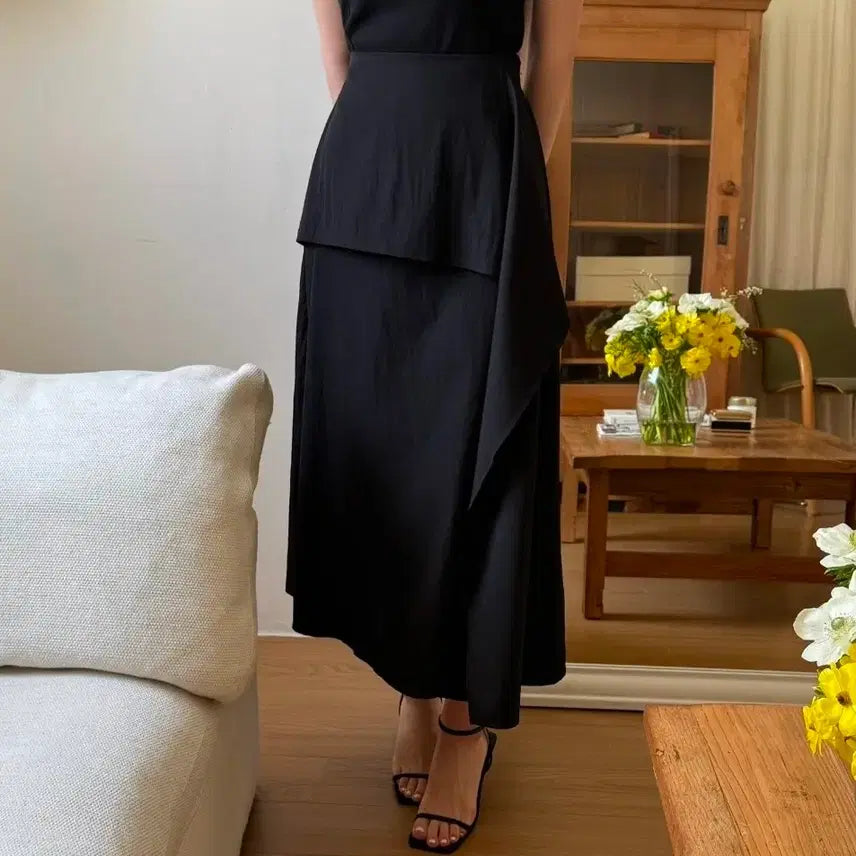 [BUNJANG] Ruffle Washed Long Skirt / 프릴 와샤 롱스커트