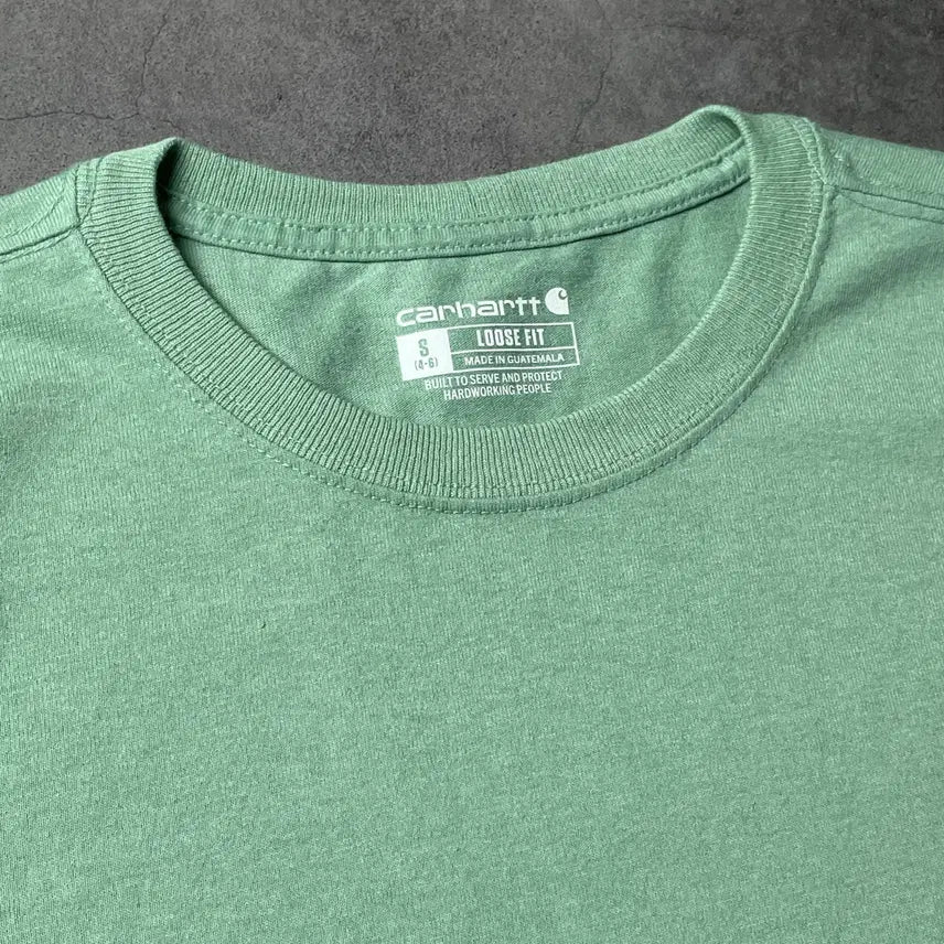 [BUNJANG] Carhartt Lettering Long Sleeve T-Shirt Light Green / CARHARTT 칼하트 라이트그린 레터링 긴팔 티셔츠 A00951