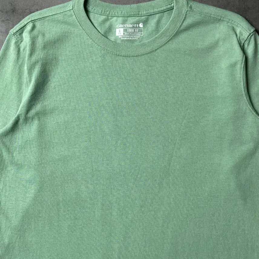 [BUNJANG] Carhartt Lettering Long Sleeve T-Shirt Light Green / CARHARTT 칼하트 라이트그린 레터링 긴팔 티셔츠 A00951