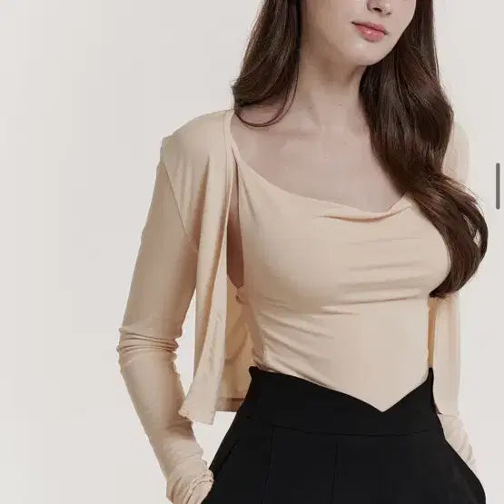 [BUNJANG] Gracue Jojo Sleeveless Cardigan Set / 새상품) 그레이스유 조조 나시 가디건 세트 크림, 블랙