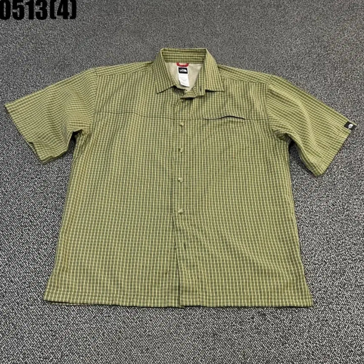 [SOLD OUT] 노스페이스 반팔 체크 셔츠 그린