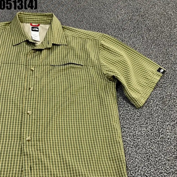 [SOLD OUT] 노스페이스 반팔 체크 셔츠 그린