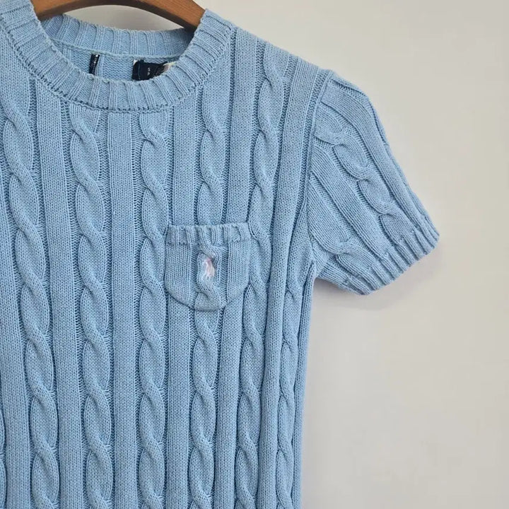 [BUNJANG] Polo Ralph Lauren Cable Knit Short Sleeve Sweater Sky Blue S / a0118 폴로 랄프로렌 케이블 반팔니트 하늘색 S