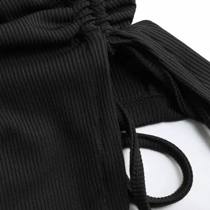 [BUNJANG] Square Neck Ribbed Short Sleeve T-Shirt / (새상품) 스퀘어넥 반팔티 골지반팔티