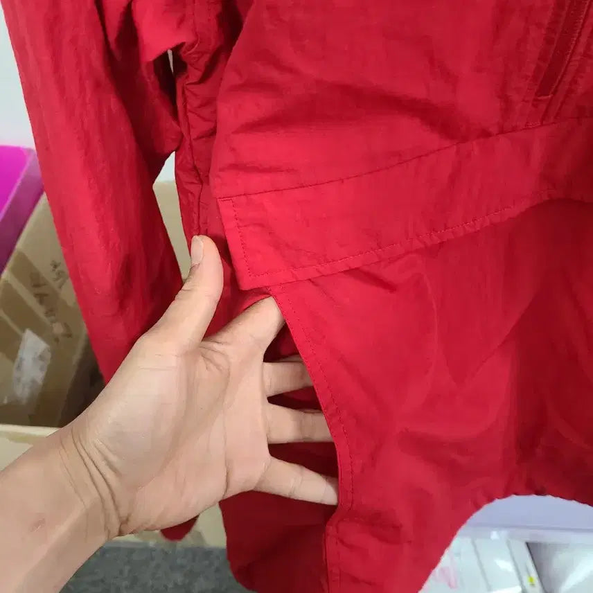 [BUNJANG] Nepa New Anorak Windbreaker Oversized Red Jacket / 신형 네파 아노락 바람막이 오버핏 남 100~105 사이즈