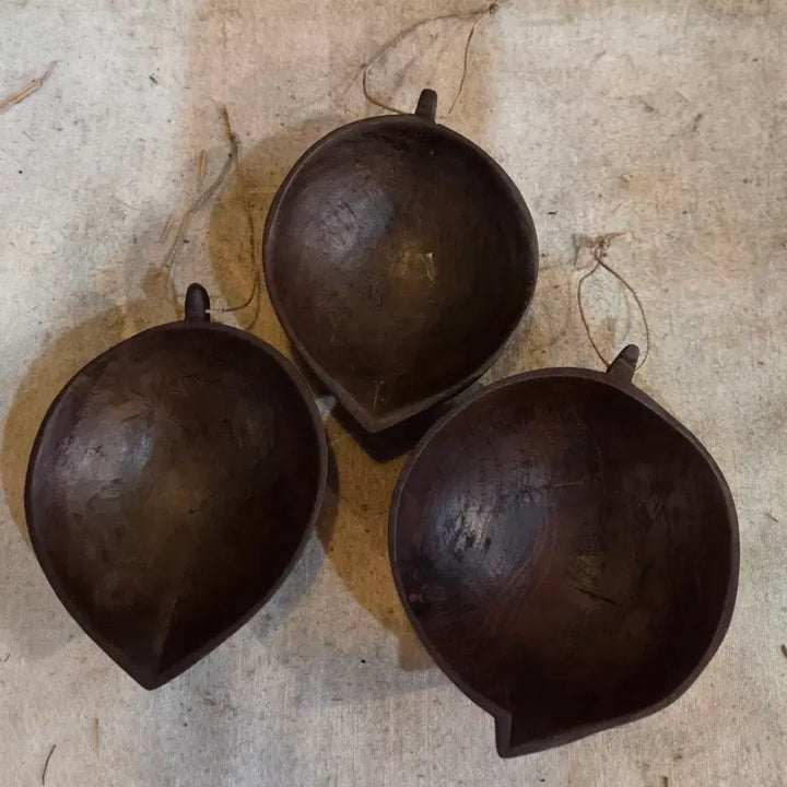 [BUNJANG] Antique Baby Gourd Set of 3 / 인테리어소품  / 앤틱 애기 나무 표주박 3점