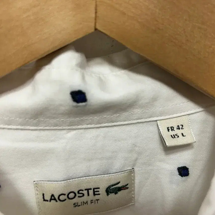 [BUNJANG] Lacoste White Dot Long Sleeve Shirt L / 라코스테 화이트 도트 긴팔 셔츠 L