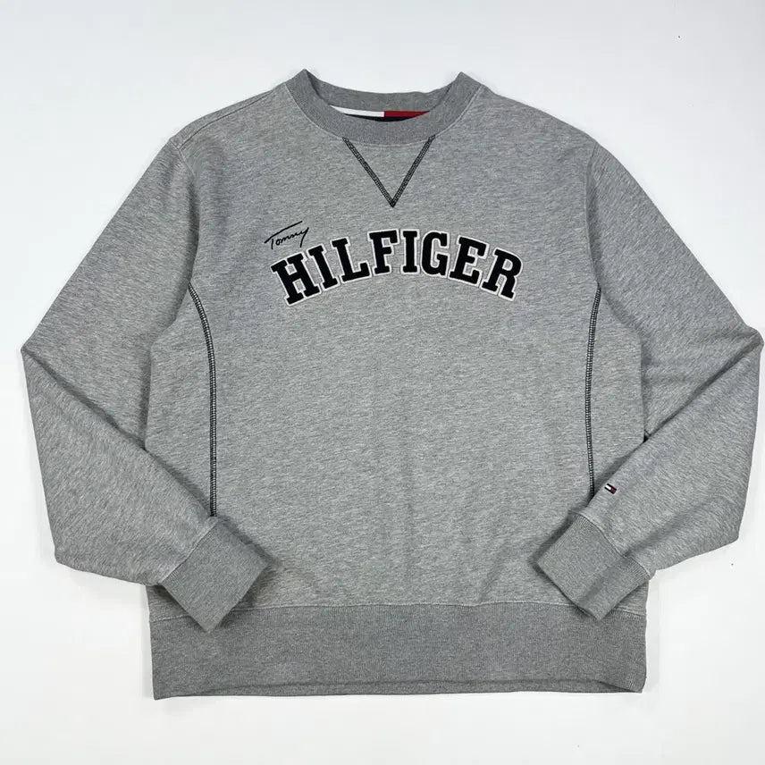 [BUNJANG] Tommy Hilfiger Flag Lettering Sweatshirt Grey M / 타미힐피거 플래그 레터링 그레이 맨투맨 (M)