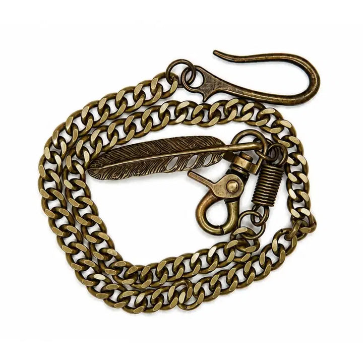 [BUNJANG] Wallet Chain with Feather Charm and Hook Clip / 월렛 체인