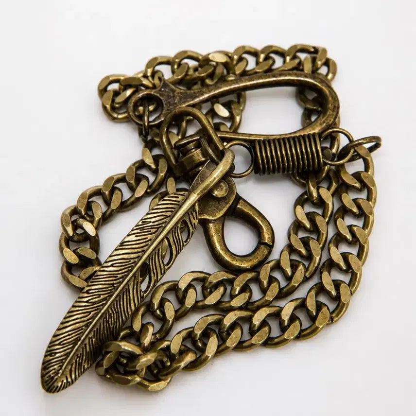 [BUNJANG] Wallet Chain with Feather Charm and Hook Clip / 월렛 체인