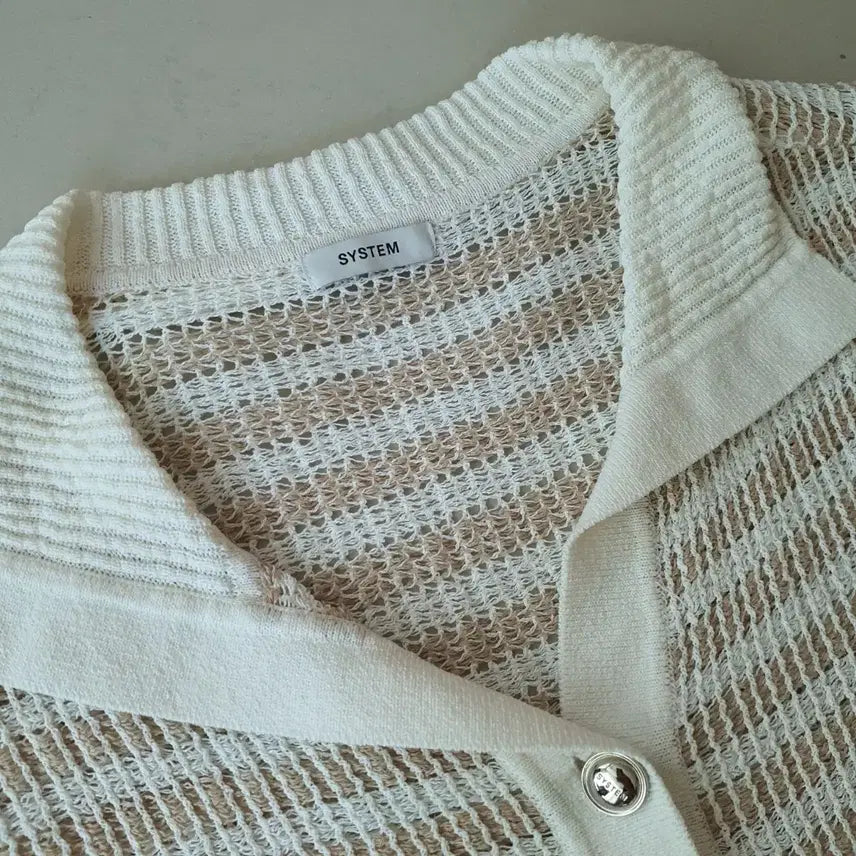 [BUNJANG] System Stripe Knit Short Sleeve Cardigan / SYSTEM 시스템 스트라이프 니트 반팔 가디건 free