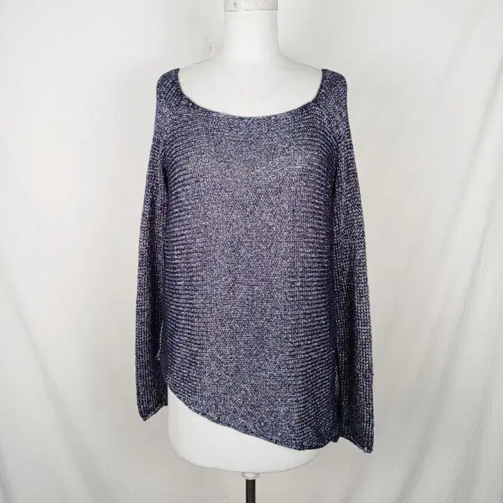 [BUNJANG] Zara Net Asymmetrical Shiny Knit Top / 자라/그물 언발란스 광택 니트 여S M 55 66/라덴
