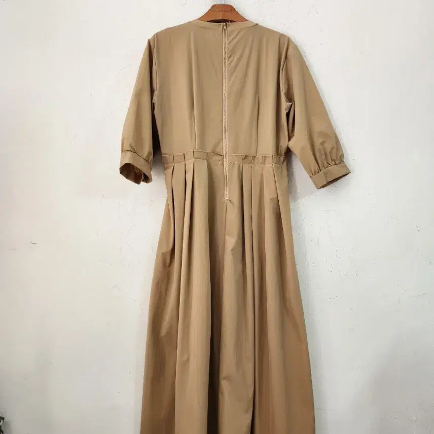 [BUNJANG] Waist String Long Dress Beige / 바스락베이지 롱 원피스 허리 스트링