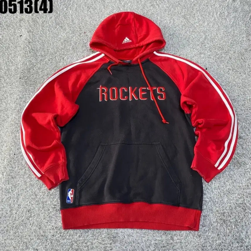 [BUNJANG] Adidas Rockets Hooded Sweatshirt Red Black L / 아디다스 로켓츠 후드티 레드 블랙 L | 0513