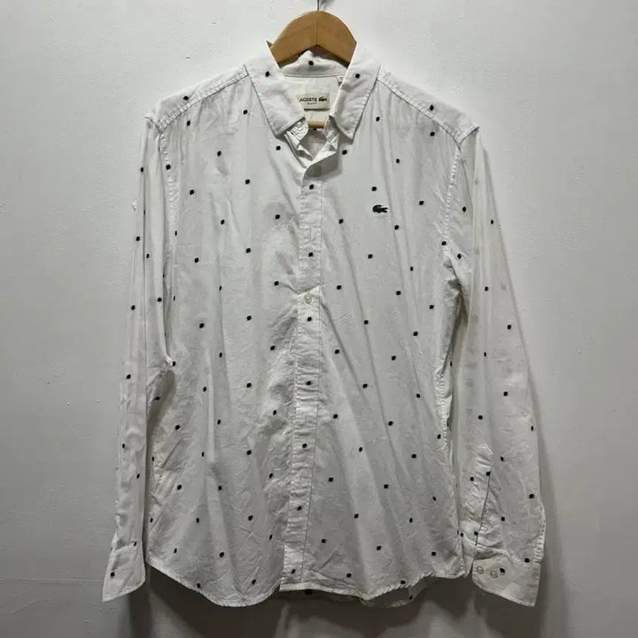 [BUNJANG] Lacoste White Dot Long Sleeve Shirt L / 라코스테 화이트 도트 긴팔 셔츠 L