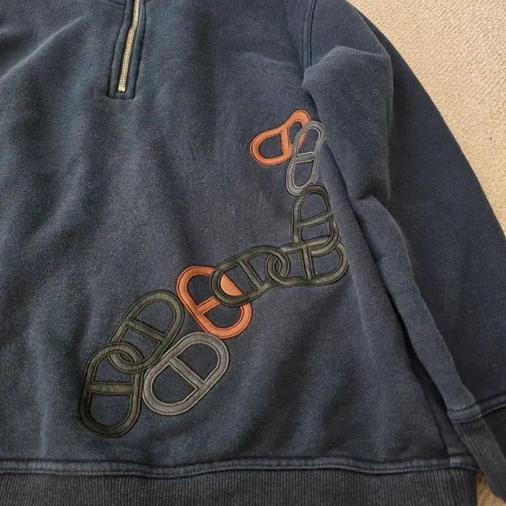 [SOLD OUT] 에르메스 네이비 반집업 맨투맨 XL