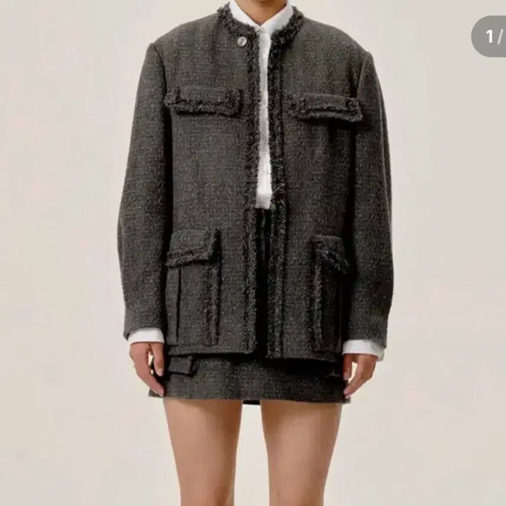 [BUNJANG] Jaychung Tweed Jacket - Grey / 제이청 트위드 그레이