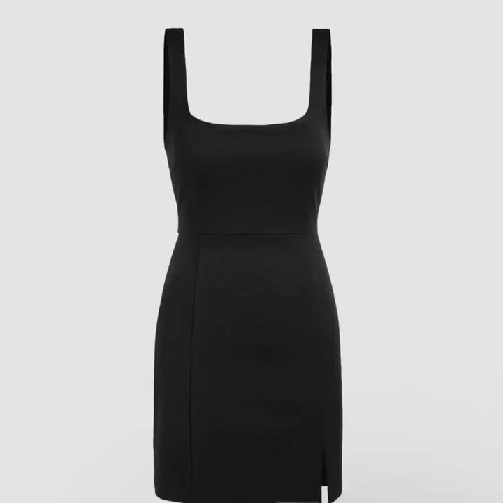 [BUNJANG] Black Square Neck Mini Dress / (새상품) 블랙 스퀘어넥 미니원피스 스판원피스