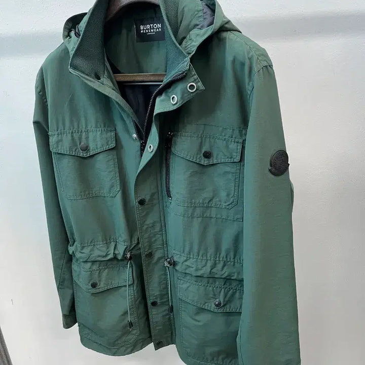 [BUNJANG] Button Deep Green Hooded Safari Jacket / 105) 버튼 딥그린 후드 사파리