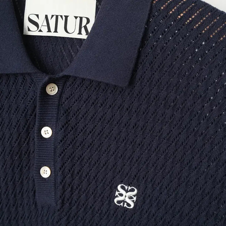 [BUNJANG] Setter Diagonal Collar Half Knit Navy / 100/세터 다이애그널 칼라 하프 니트
